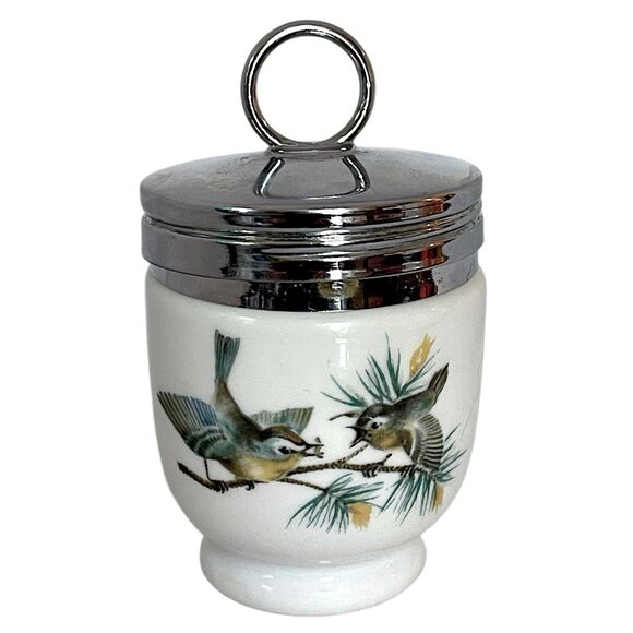 Set of 2 Vintage Royal Worcester 1960s "Woodland Birds" Porcelain Egg Coddlers - Picture 7 of 12